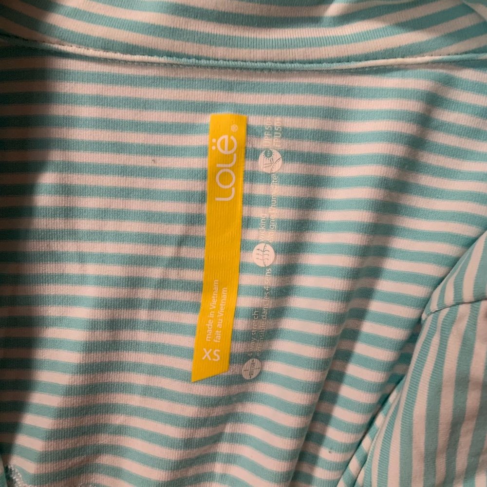 Lole Essential X-Small Blue & White Stripe UPF 50 Full Zip Cardigan Jacket EUC - Picture 3 of 12